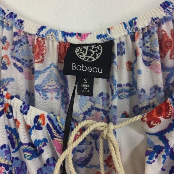 Bobeau Womens Bohemian Tassel Short Sleeve Colorful Boho Tunic Blouse Top S NWT - Picture 4 of 9